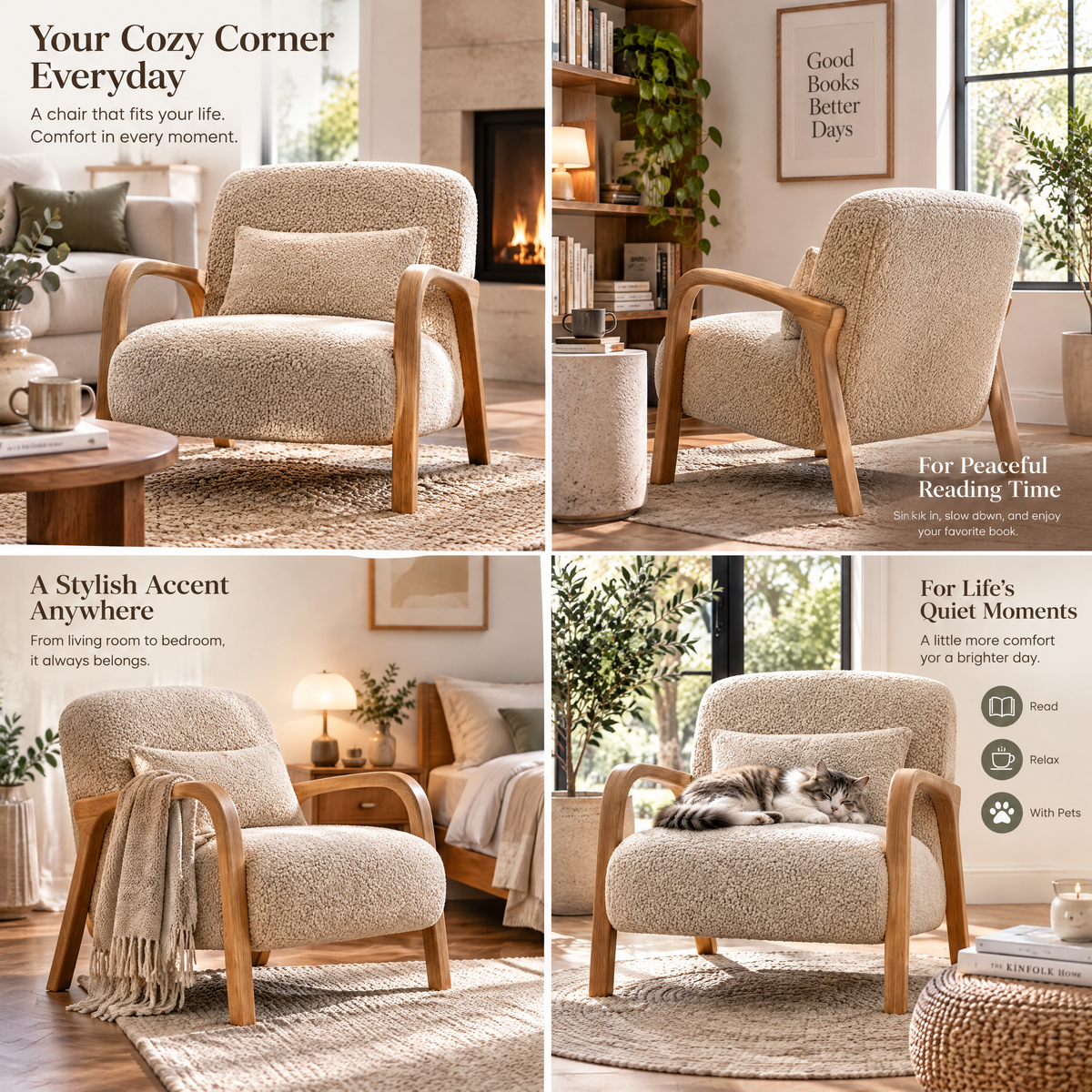 Wfdnjae™ Haven Bouclé Accent Lounge Chair — detail view 2