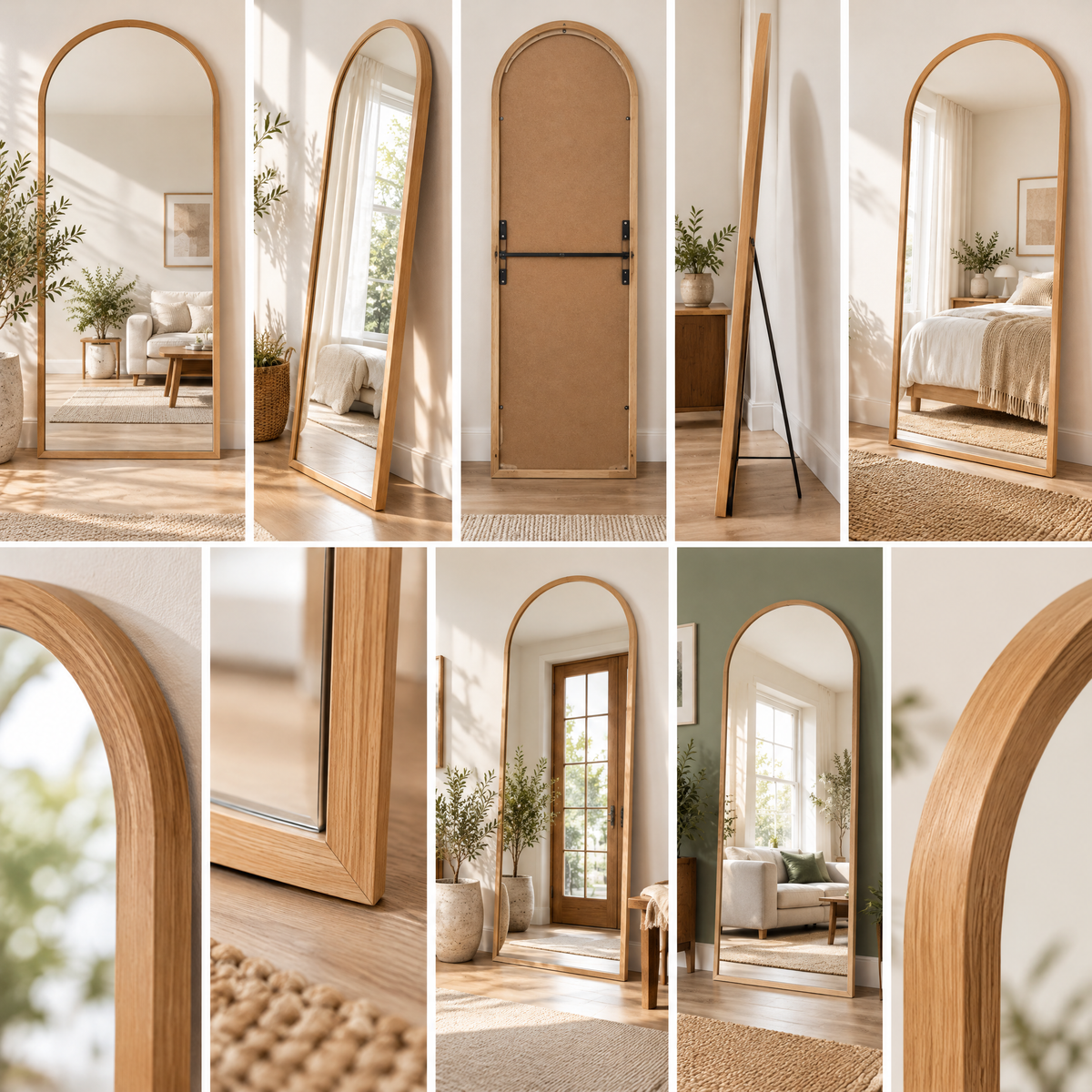Wfdnjae™ Fjord Arched Full-Length Oak Floor Mirror — detail view 1