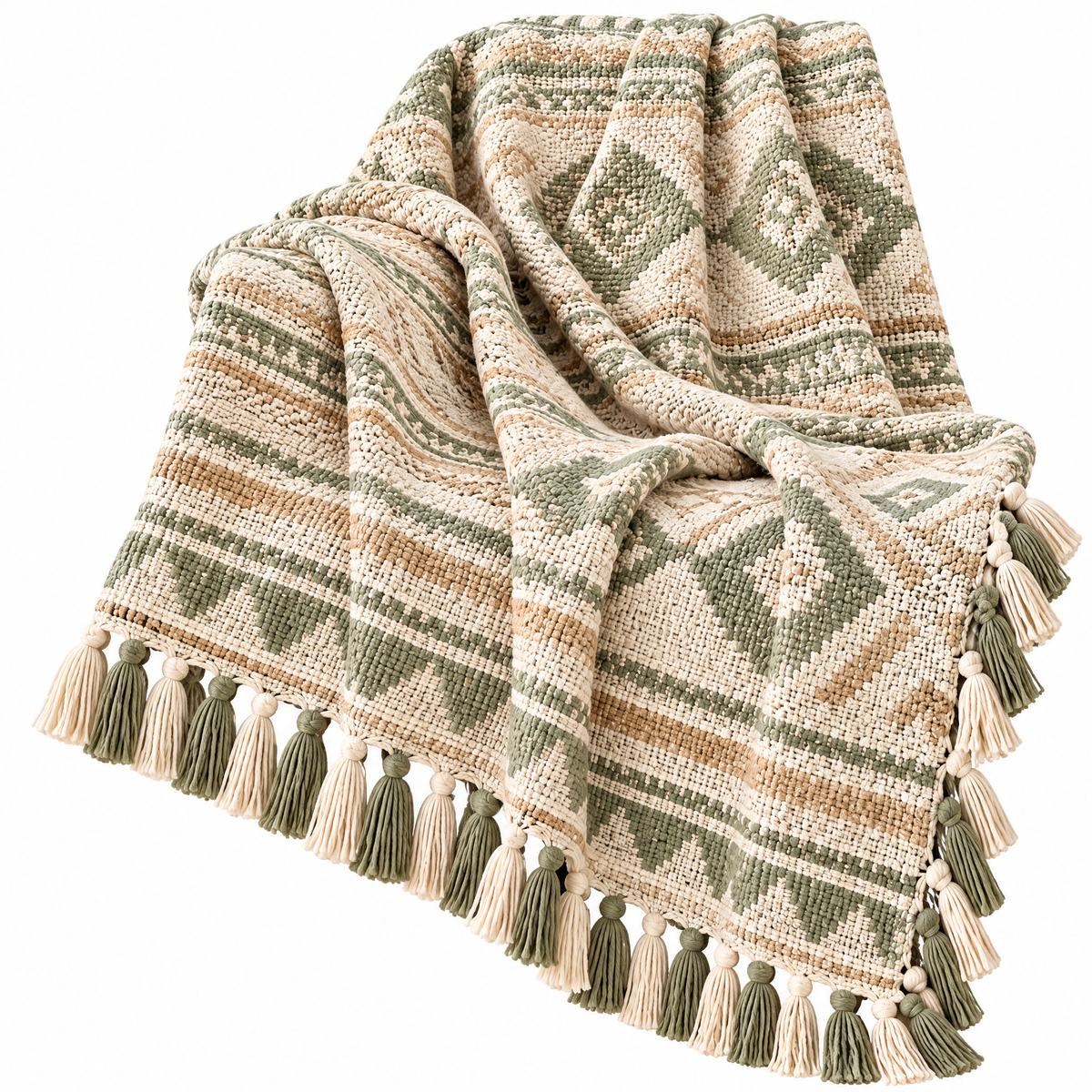 Wfdnjae™ Meadow Weave Geometric Tassel Throw Blanket — detail view 2