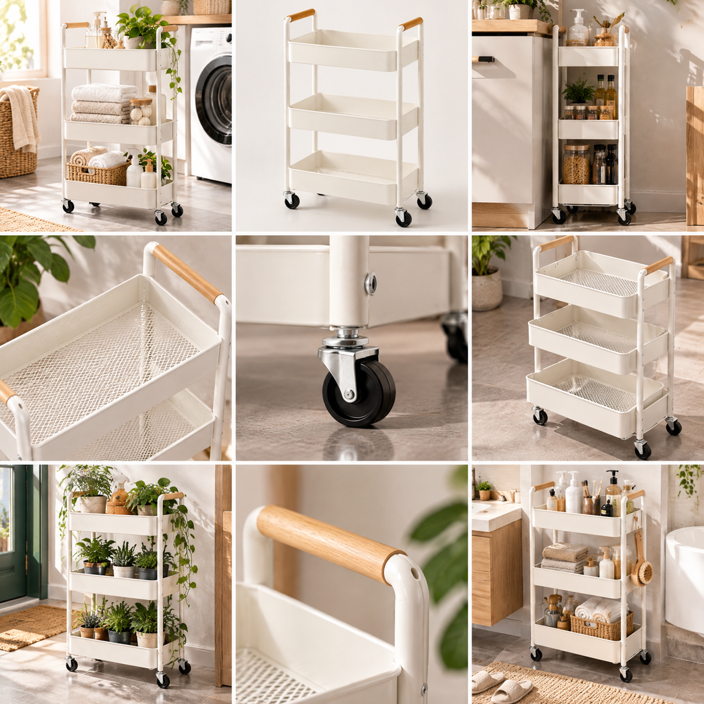 Wfdnjae™ Elin Three-Tier Rolling Utility Cart — main view 