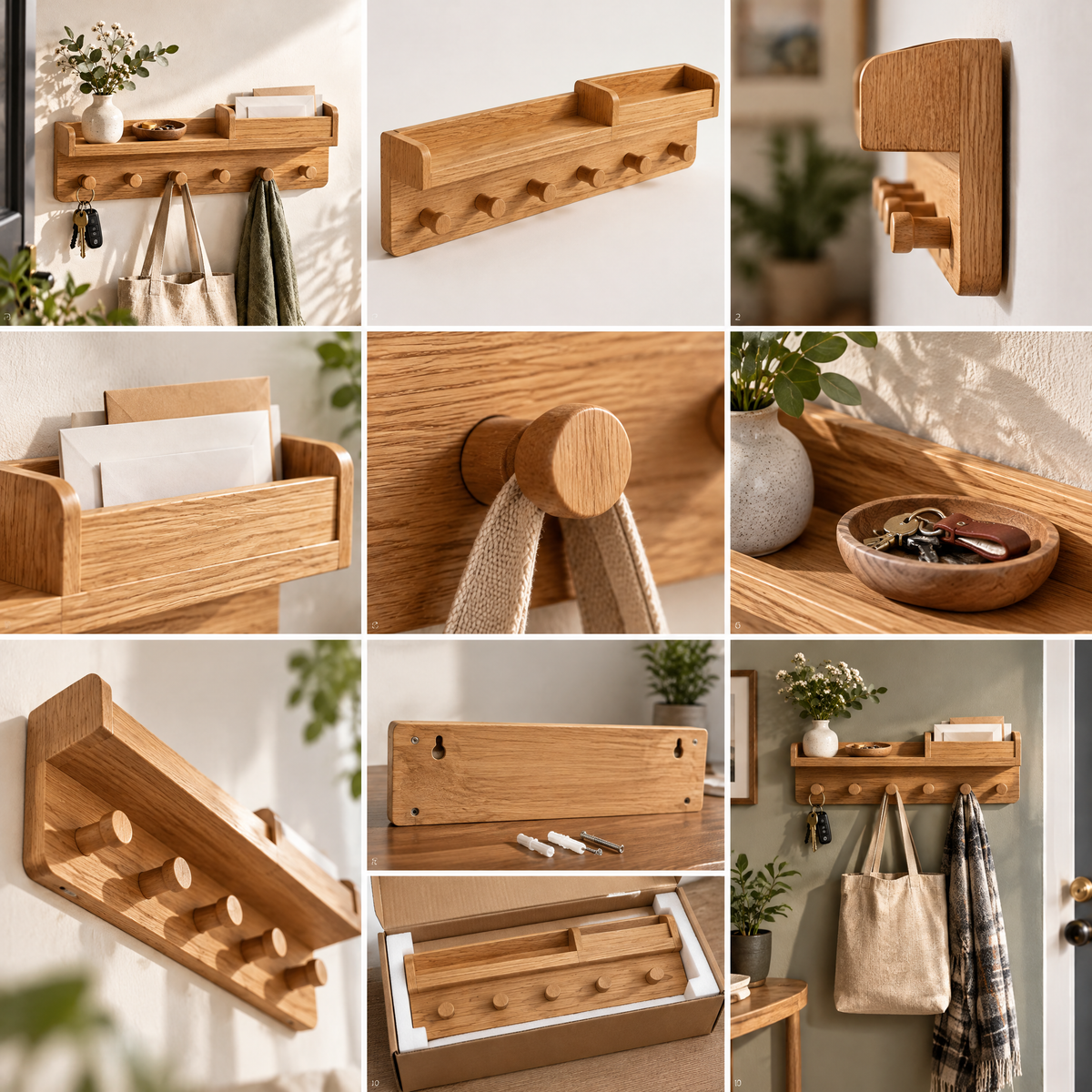 Wfdnjae™ Alder Wall-Mounted Entryway Organizer with Hooks — main view 