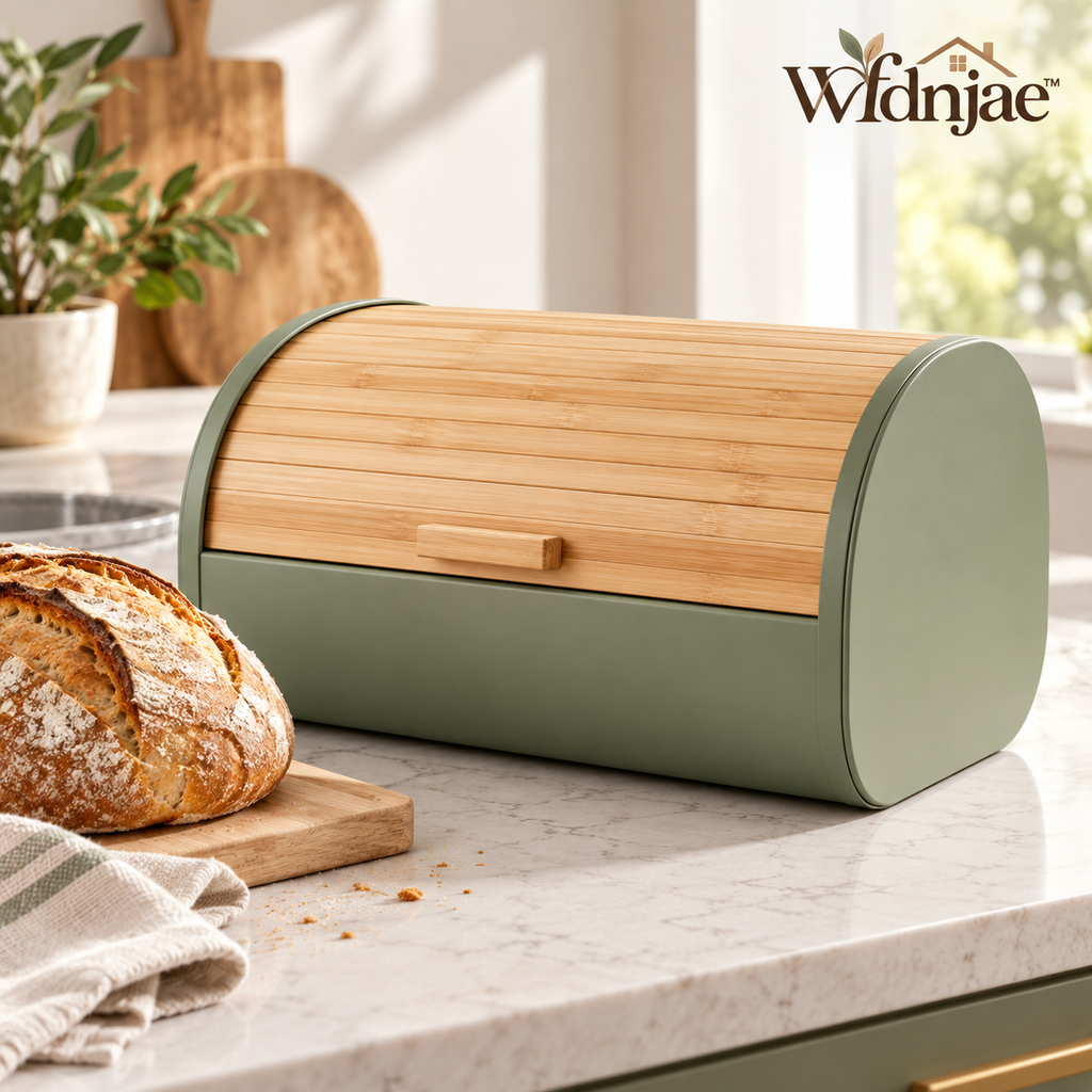 Wfdnjae™ Sage Roll-Top Bread Box with Bamboo Lid — main view 