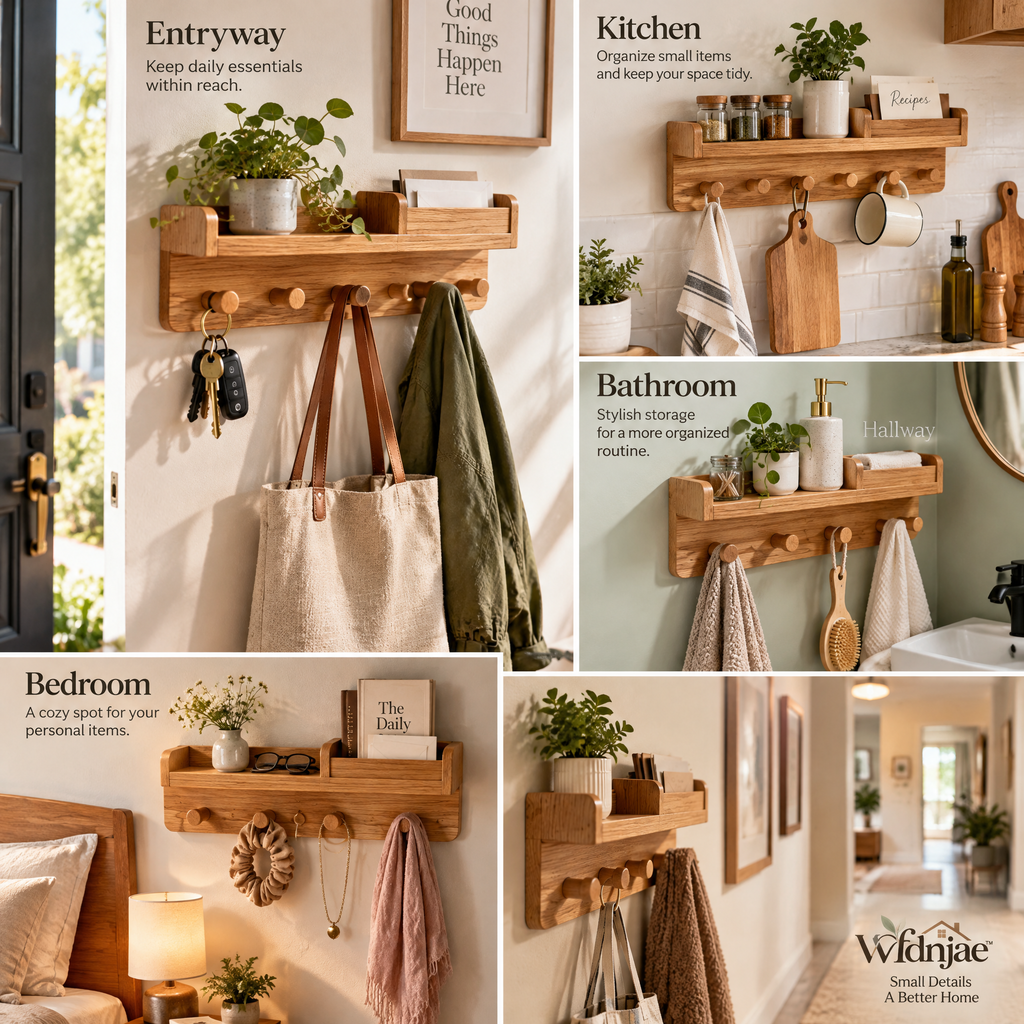 Wfdnjae™ Alder Wall-Mounted Entryway Organizer with Hooks
